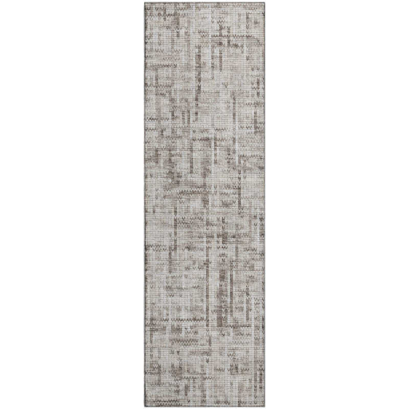 Premium Machine Washable Mayfield AMF2130 Striped Rug, 2'3" x 7'6" Runner, Taupe