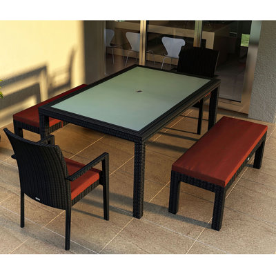 Suffern 6 - Person Wicker Patio Dining Set with Rectangular Table