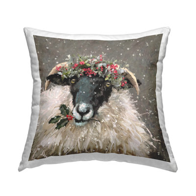 Coussin Snowy Holiday Sheep Holly