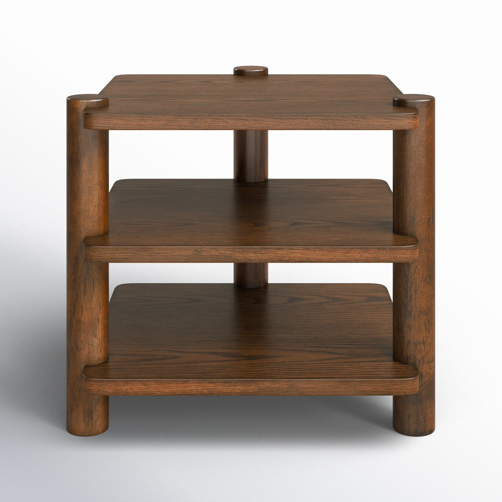 Hepburn 3 Shelf Wood Accent Table, Medium Oak
