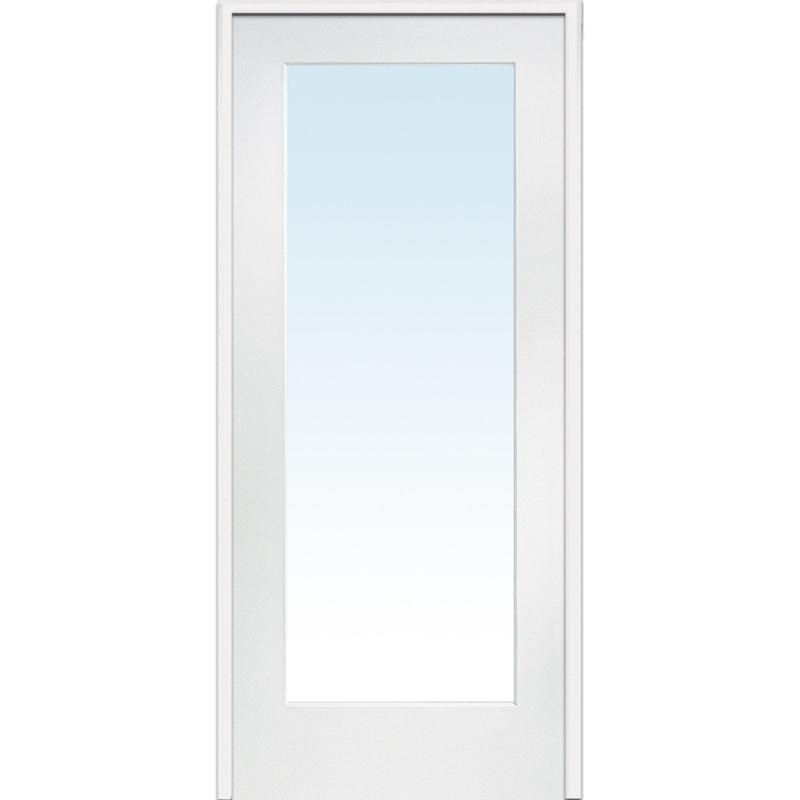 Primed MDF 1-Lite Clear Glass Left Hand Prehung Interior Door