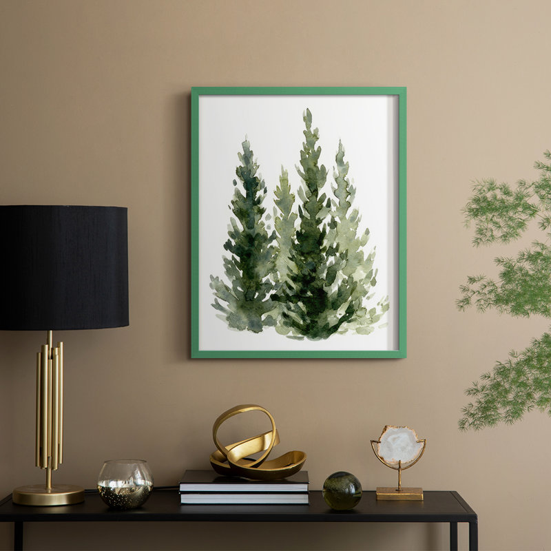 «Simple Evergreen II», reproduction encadrée - bois massif, H 11 po x l 9 po, Vert