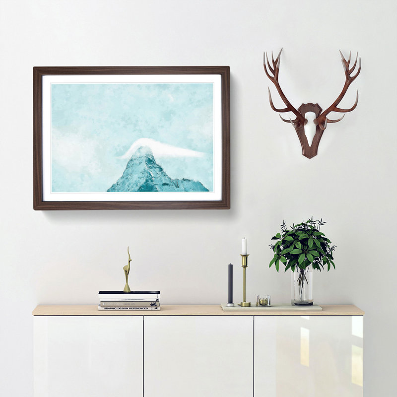 Mountain Summit - Picture Frame Graphic Art Print, Walnut Framed, 33cm H x 45cm W x 2cm D