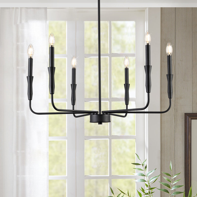 Alyzon  Dimmable Classic / Traditional Chandelier Farmhouse Chandelier for Dining Room, 15.07" H x 27.5" W x 27.5" D, 6