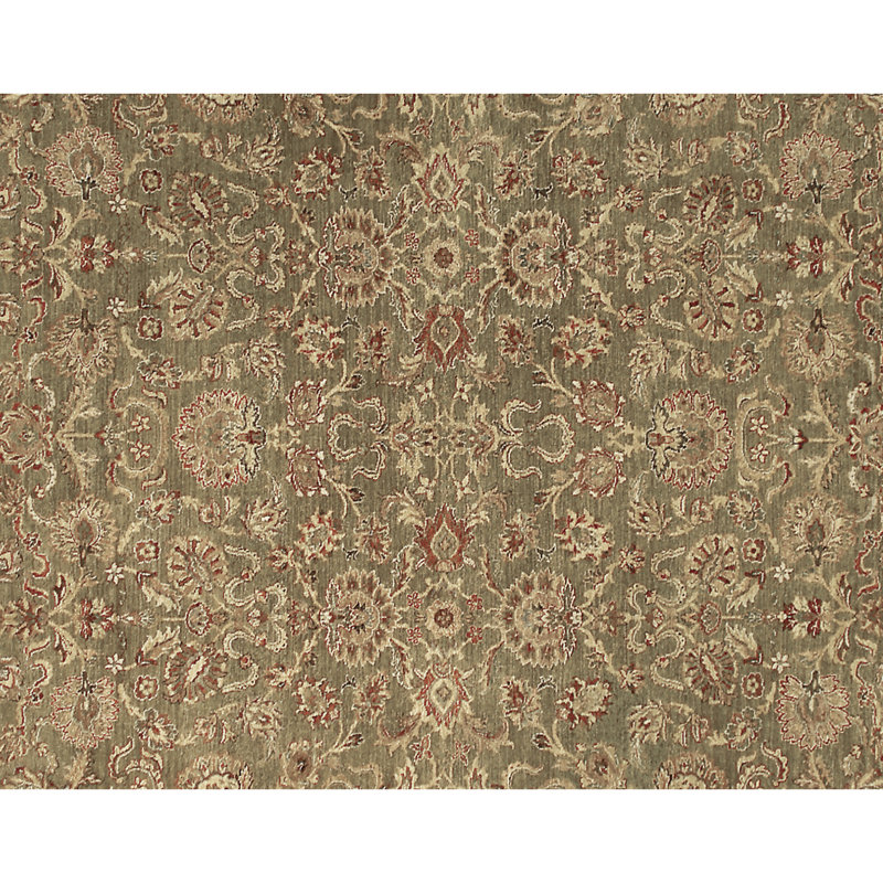 Hand Knotted Wool Oriental Area Rug in Beige/Green/Brown, Rectangle 6' x 9'