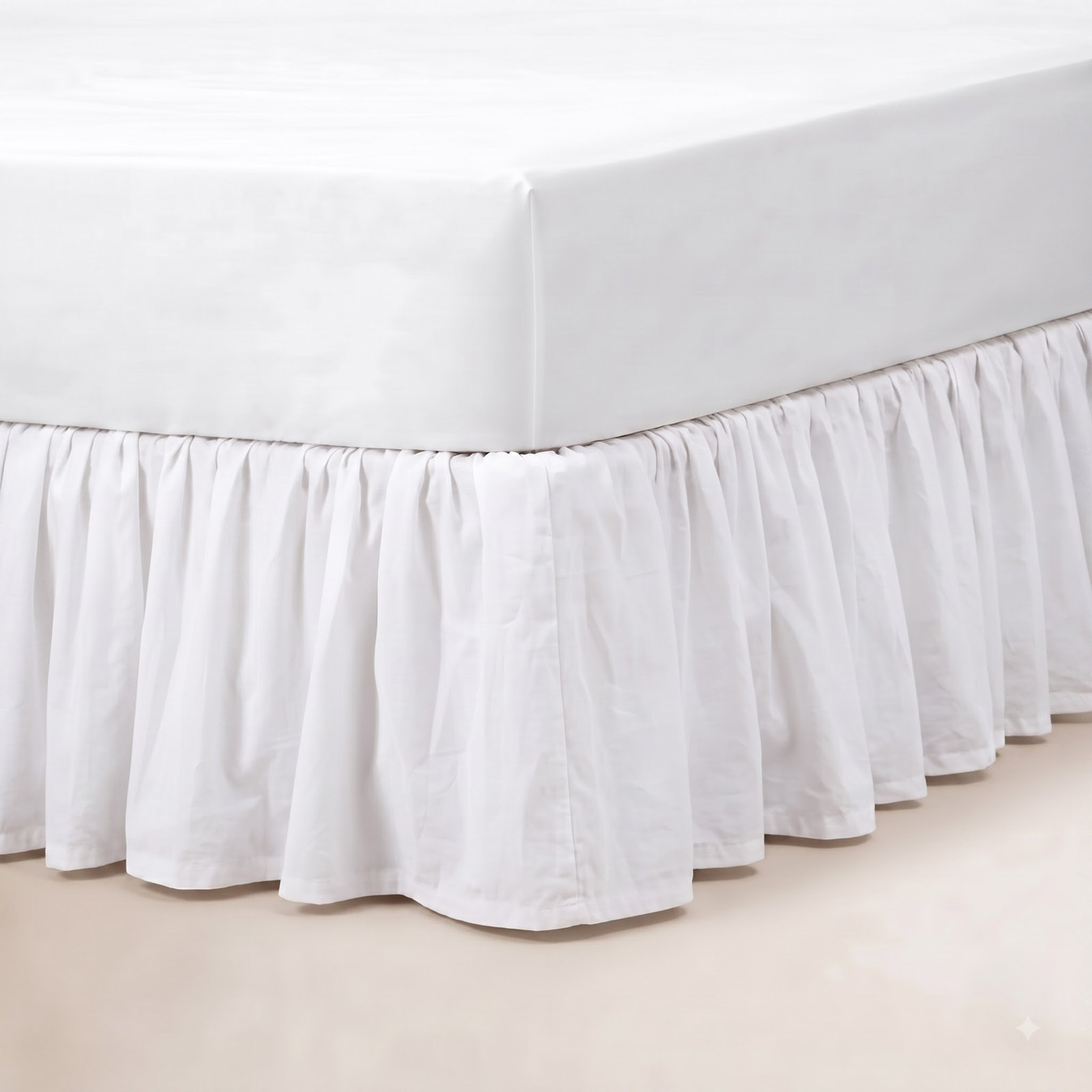 Linen Ruffled Bed Skirt, King, White