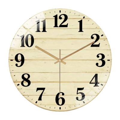Horloge murale 12 po ronde en verre trempé avec mouvement à quartz silencieux
