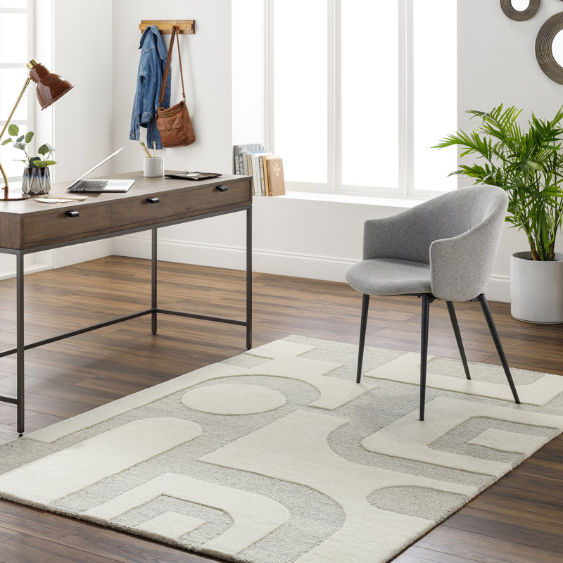 Wingrove Abstract Hand Tufted Wool Area Rug in Gray, Rectangle 2' x 3'