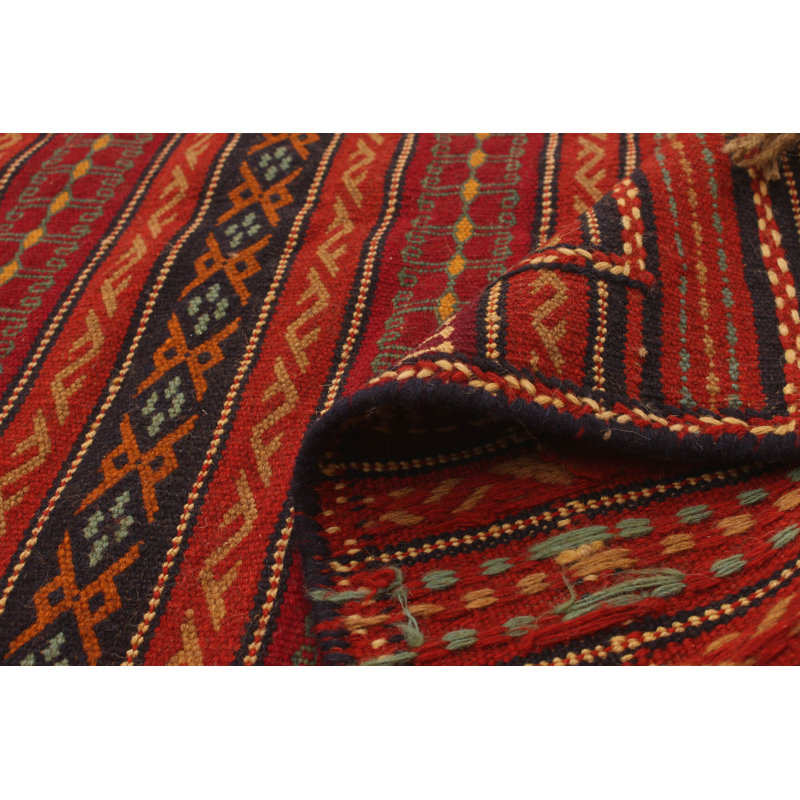 Tapis décoratif en laine rouge/jaune noué à la main new age kashkoli de conception unique 3 pi 3 po x 5 pi