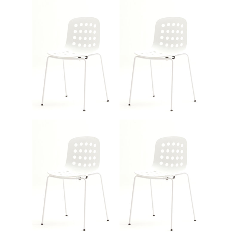Holi Stacking Perforated Side Chair, White