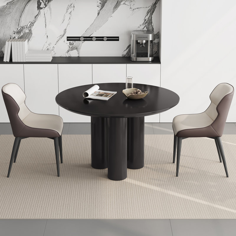 Round Dining Table Kitchen Table, 29.72"H x 46.06"L x 46.06"W, Black