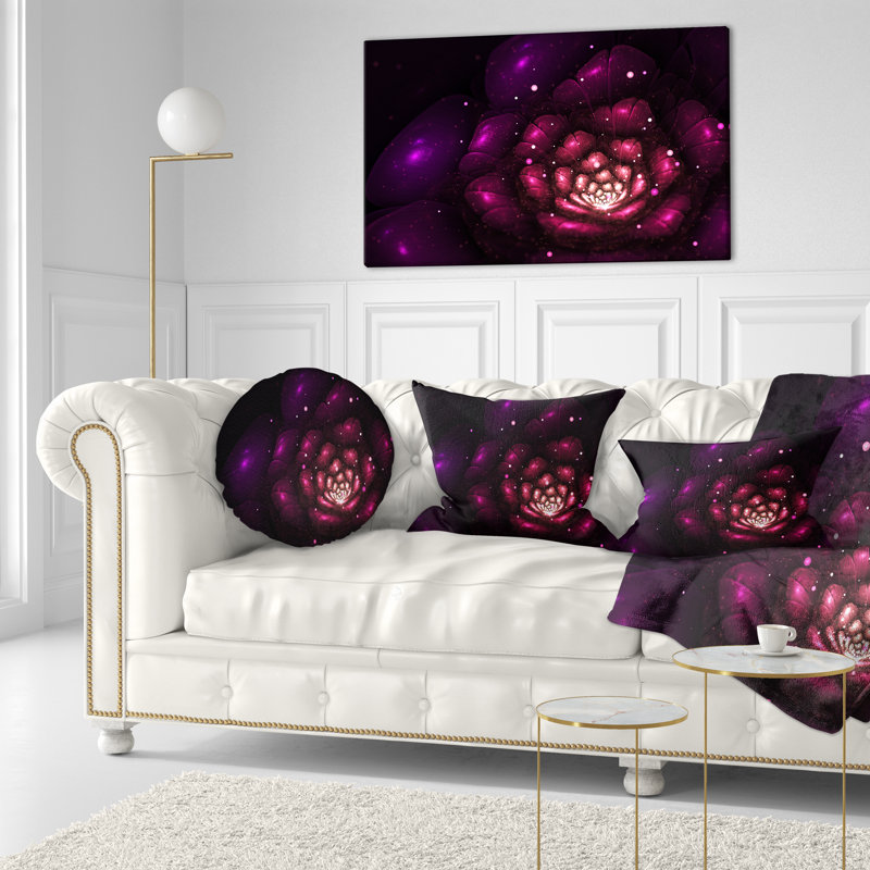 Abstrait fleur violette abstraite - coussin imprimé floral