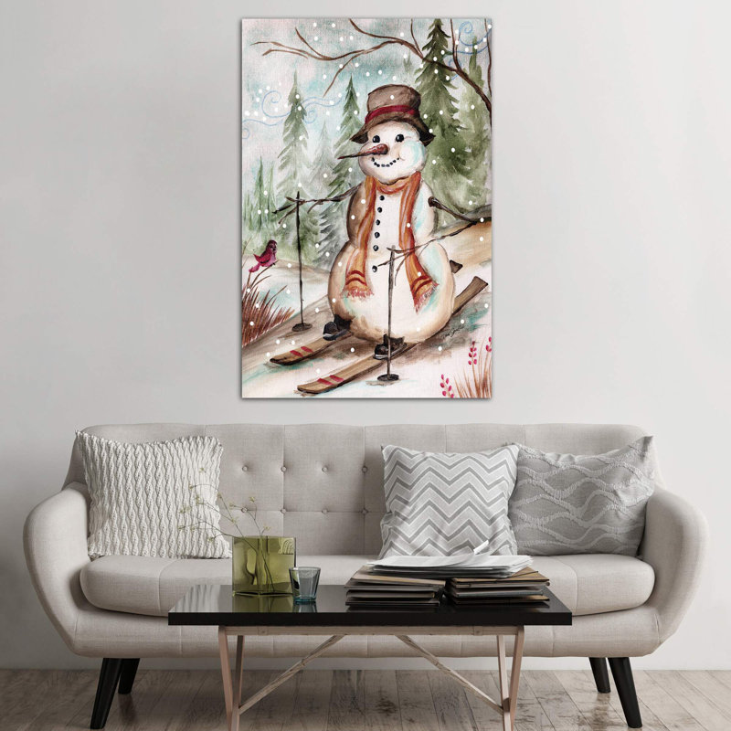 Country Snowman IV - Wrapped Canvas Print, 152.5 cm H x 101.5 cm W