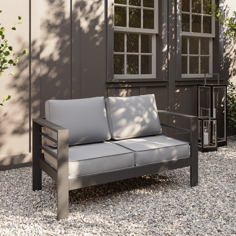 Causeuse d'extérieur en aluminium, Gris pâle / gris