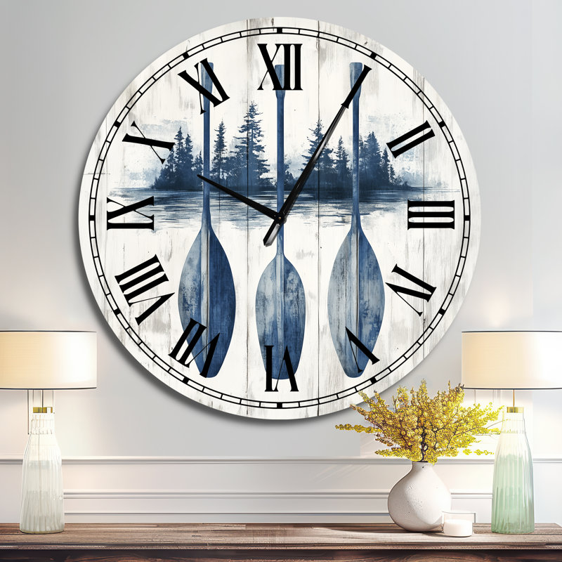 The Blue Moose - Oars - Oversized Cottage Wall Clock, Oversized