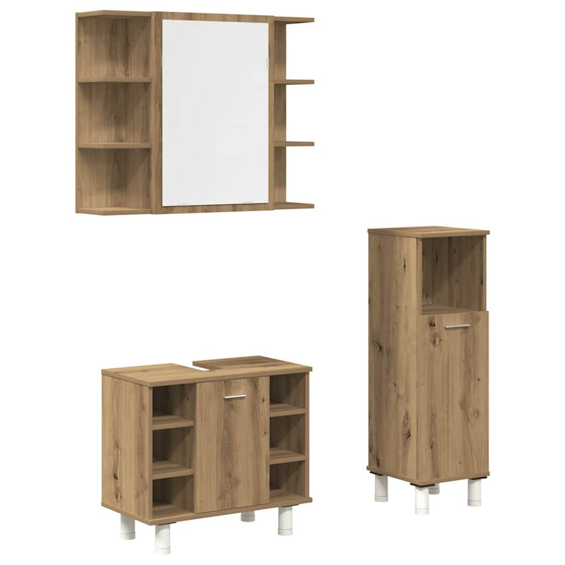 Asla Bathroom Storage Furniture Set, Old Wood