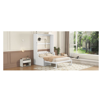 Grand lit escamotable mural avec coussin, grand lit pliant compact pour le bureau à domicile et la chambre d'amis