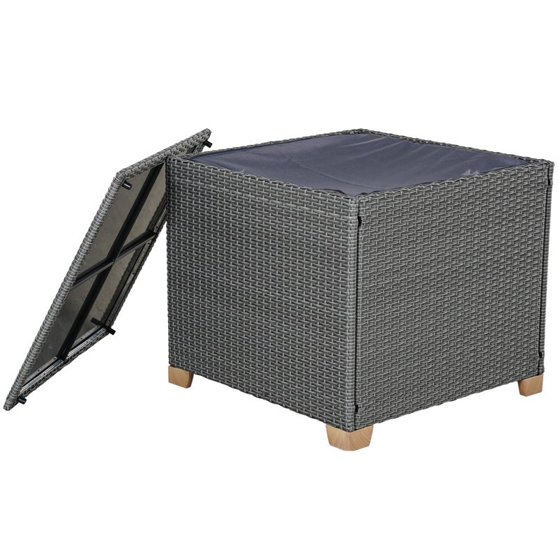 Meta Wicker Side Table With Storage
