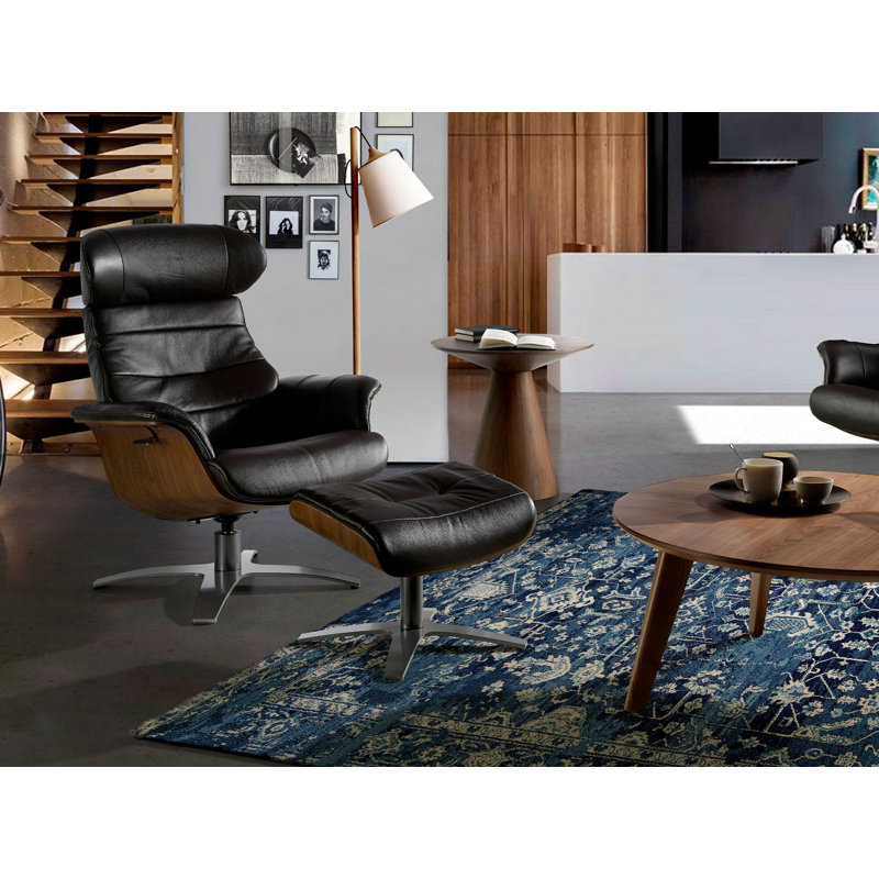 Chocolate  leather swivel recliner armchair, Black