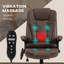 Fauteuil de bureau vibrant 6 points avec massage chauffant, dossier haut inclinable en microfibre avec dossier inclinable, accoudoirs rembourrés et télécommande, café