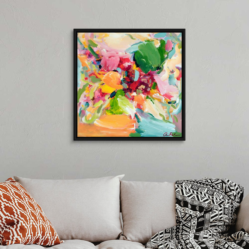 "French Macarons" par Amira Rahim, reproduction sur toile, H 32 po x l 32 po, Toile avec cadre photo, Noir