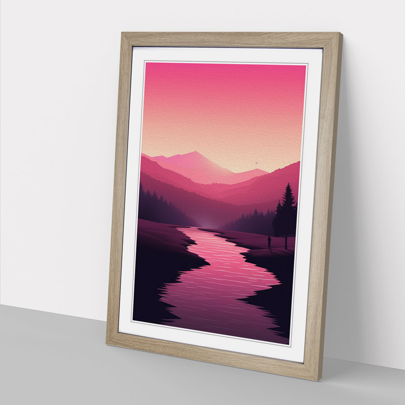 Stream Minimalism - Framed Print, Oak, 64" H x 46" W x 2" D