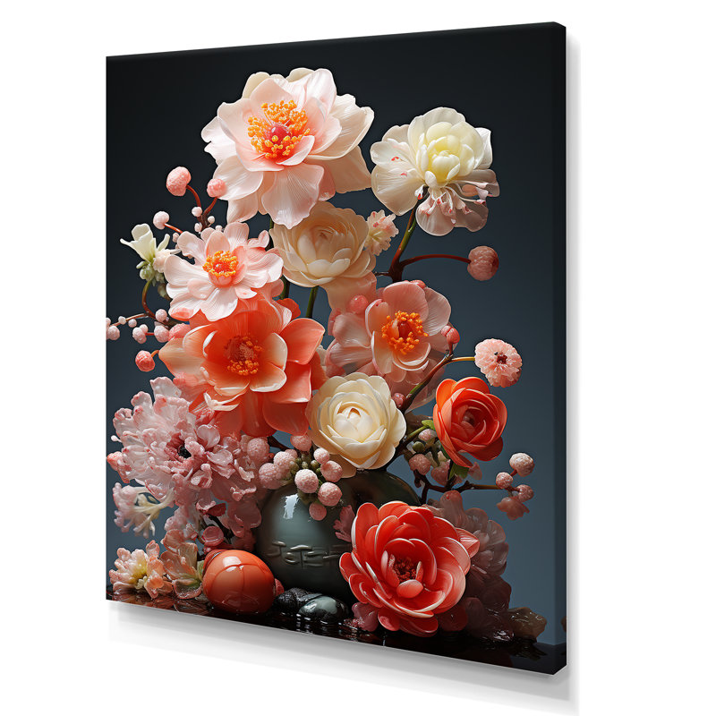Floral Oasis Bouquet I - Fleurs, art mural, Toile tendue, H 40 po x l 30 po x P 1,5 po