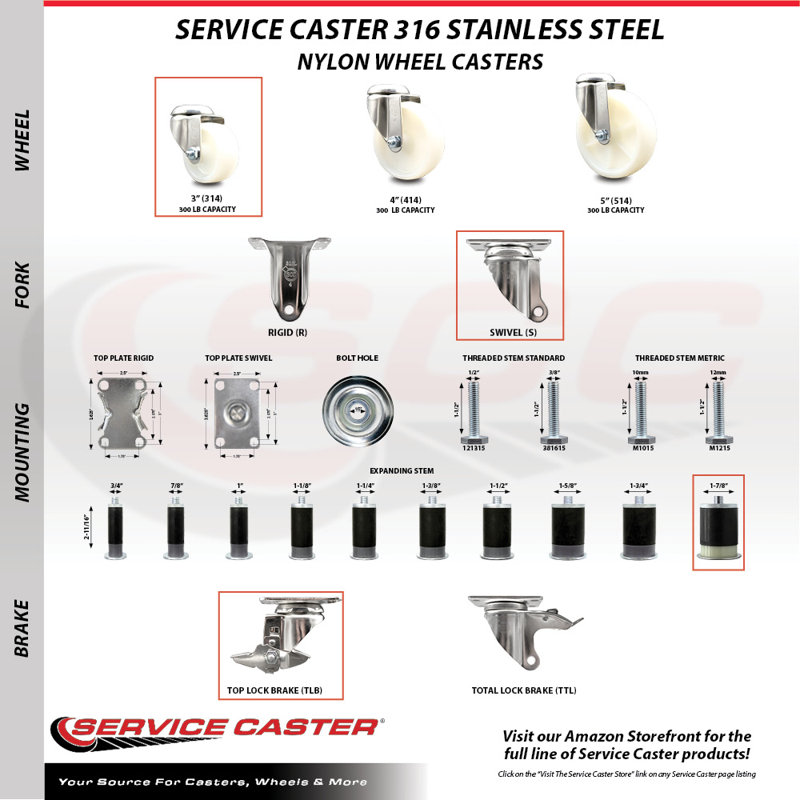 Swivel Stem Caster
