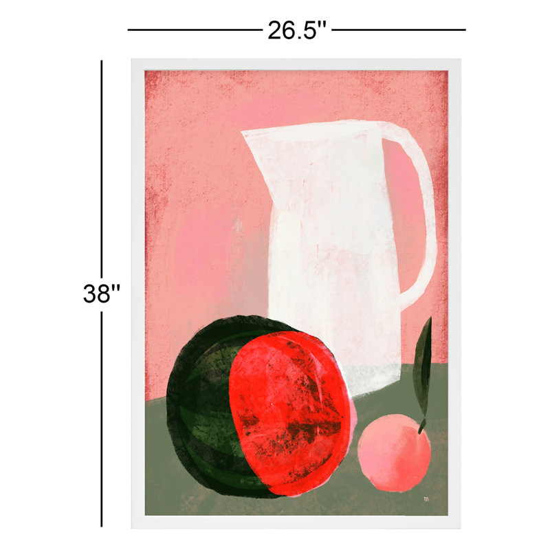Chataignier Watermelon - Painting on Paper, Cadre blanc, H 38 po x l 26,5 po x P 1,25 po