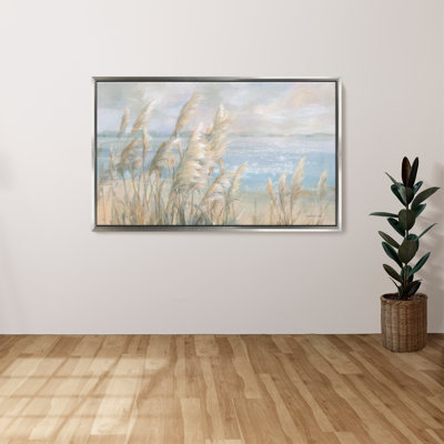 "Seaside Pampas Grass" par Danhui Nai, reproduction sur toile dans un cadre flottant