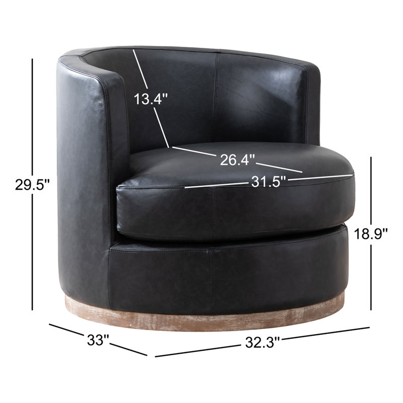 Fauteuil demi-tonneau Arabella , Cuir véritable Onyx