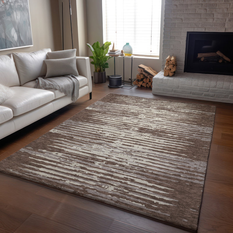 Premium Machine Washable Prisco Brown Rug, Rectangle 8' x 10'