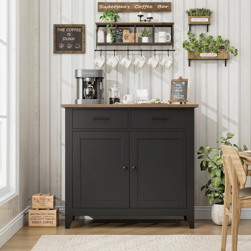 Armoire de rangement moderne avec 2 tiroirs, Noir