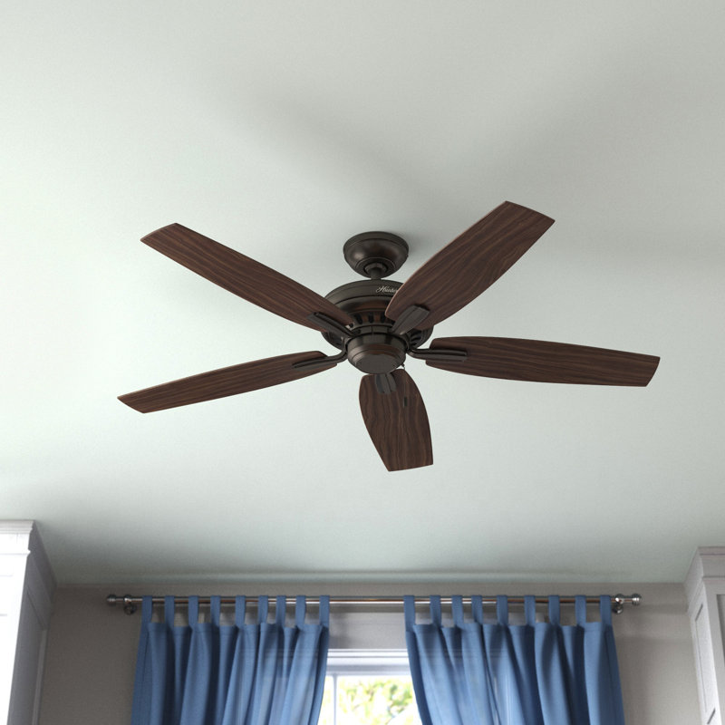 Newsome 52" 5 - Blade Traditional Indoor Ceiling Fan with Pull Chain, Premier Bronze
