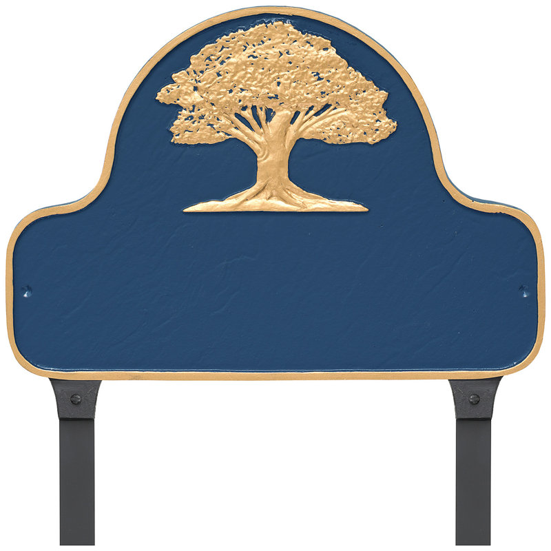 Plaque d'adresse sur 1 ligne, Bleu de mer / doré, Oui