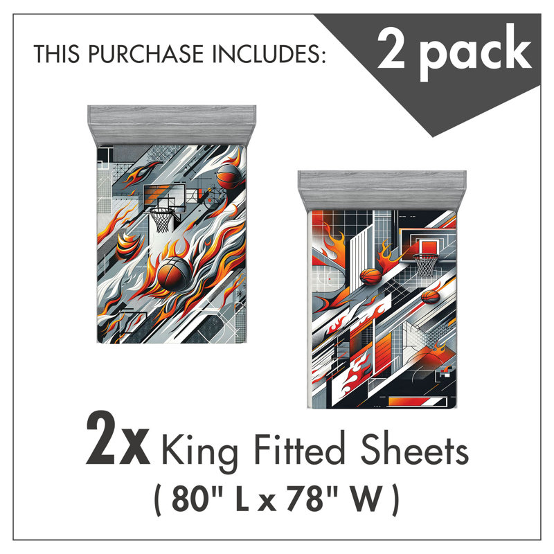 Microfiber Basketball Fitted Sheet, King Fitted Sheet