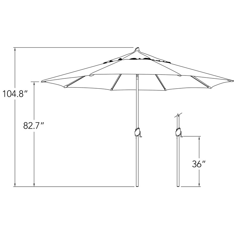 Parasol inclinable 11 pi avec lumière des étoiles Lariat, Bronze, Sunbrella / lin
