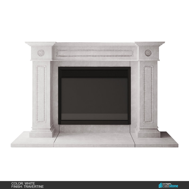 Berlin Concrete Fireplace Surround, Travertine White