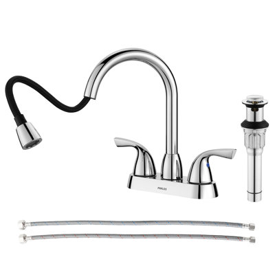 Robinet de lavabo pour salle de bain à 2 poignées avec bec pivotant 360 ° Centreset