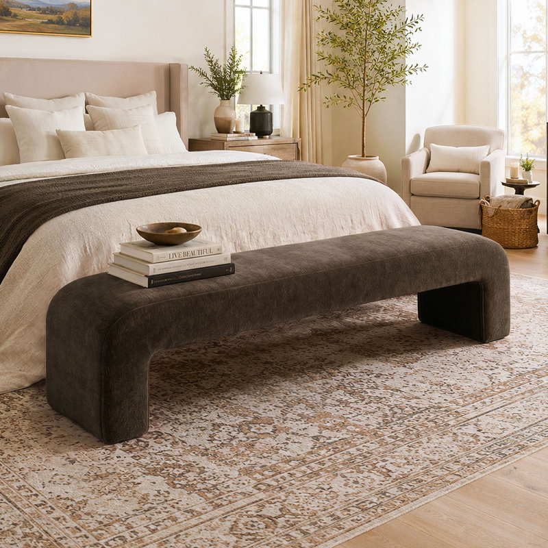 Banc en tissu 70 po, Brown