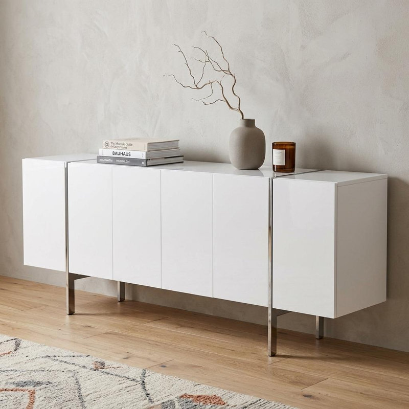Table console en acier inoxydable blanc massif de 95 pouces