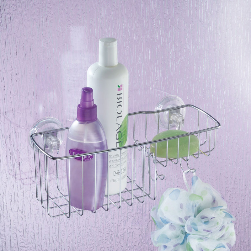 Silver Stainless Steel Suction Mount Shower Basket