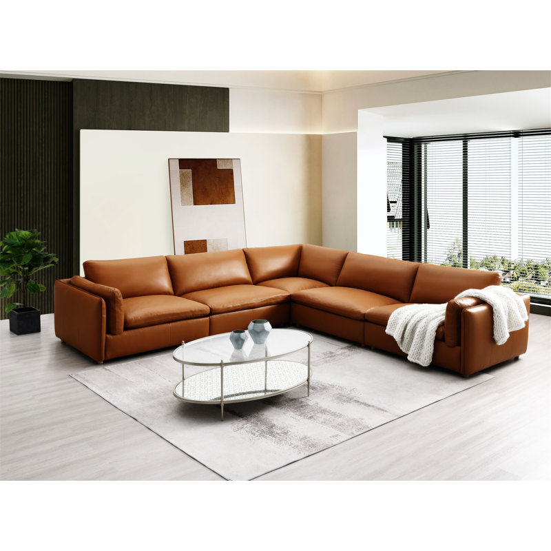 Canapé modulaire en cuir 5 pièces Brighton