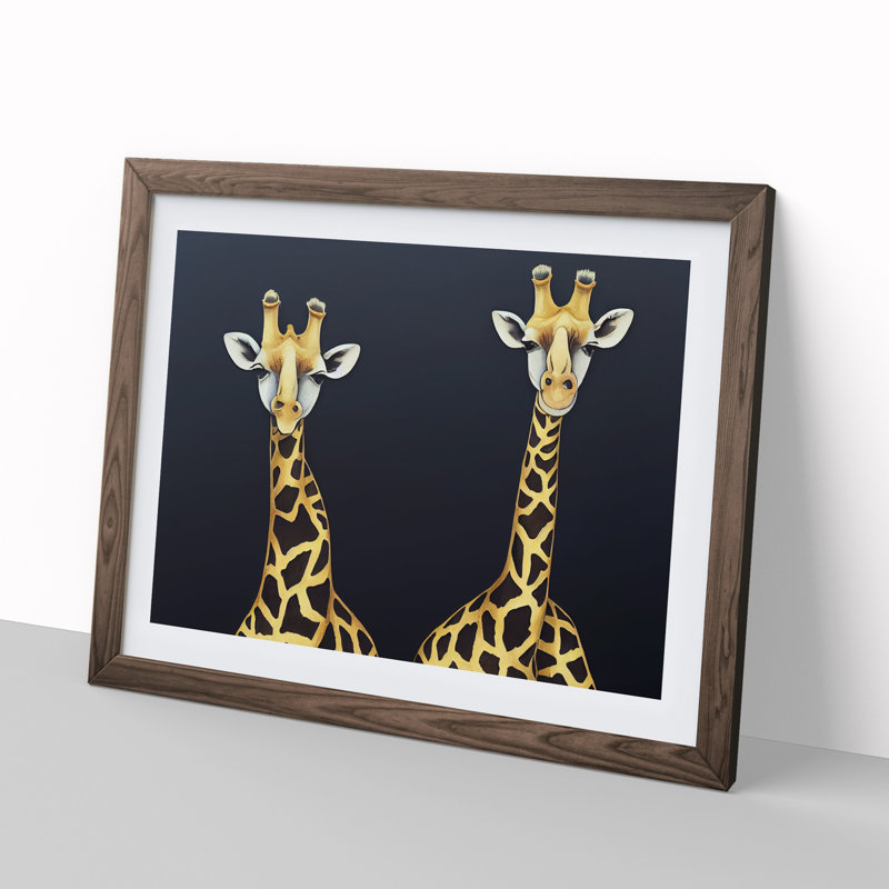 XH1022-9284X Two Giraffes Vol.1 - Single Picture Frame Print, 25cm H x 34cm W x 2cm D, Walnut Framed