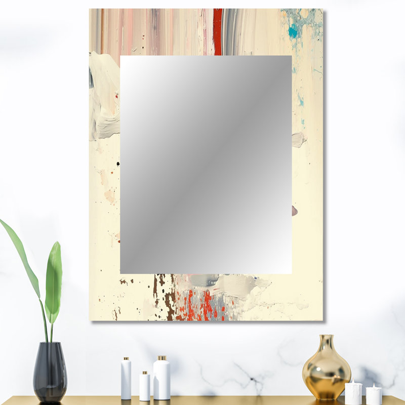 «Dancing Alone Minimal Abstract Paint III», peinture abstraite, miroir mural unique, grand miroir blanc, impression sur métal
