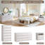 Commode blanche à 9 tiroirs, commode en bois à profil bas pour chambre à coucher-879656291