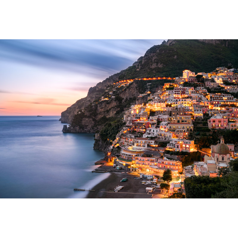 Ville côtière, côte méditerranéenne, soirée, Solerno, Italie, H 24 po x l 36 po x P 1,5 po