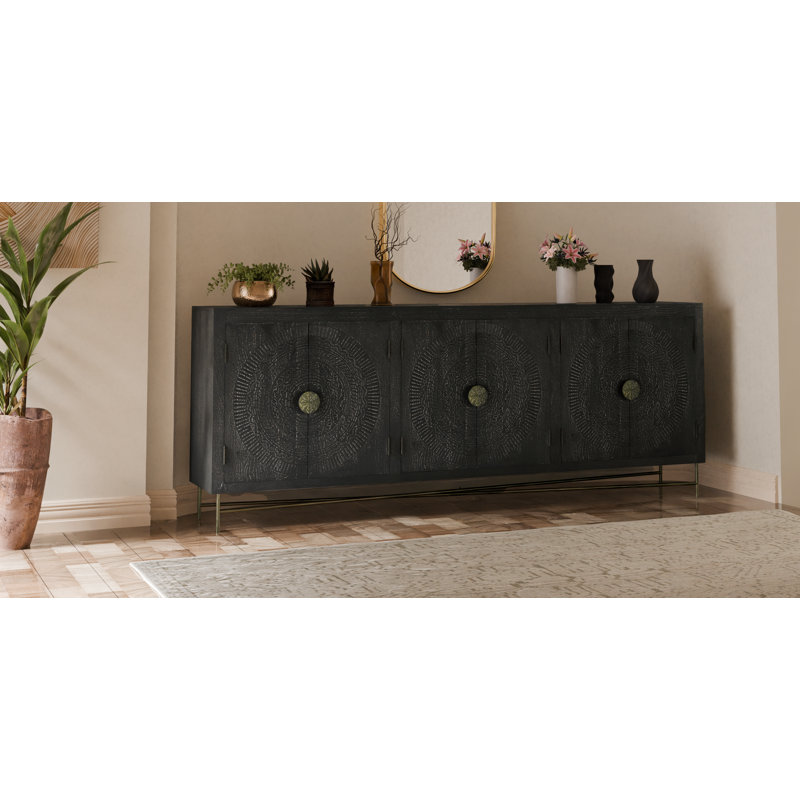 Aarohi 95'' Solid Wood Sideboard, Black