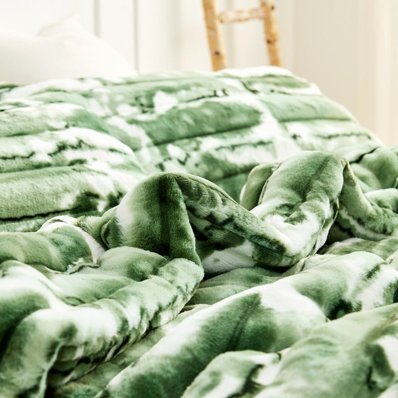 Ensemble d'édredon surdimensionné Coma, Queen Comforter + 2 Standard Shams, White/Green