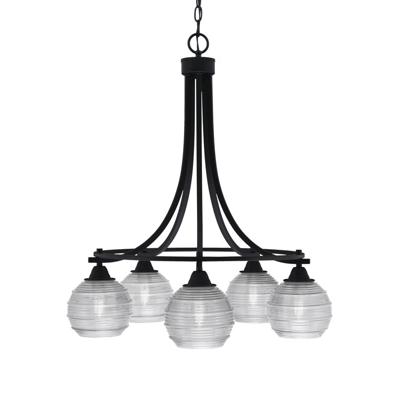 Paramount 5 Light Downlight Chandelier, Clear Bubble